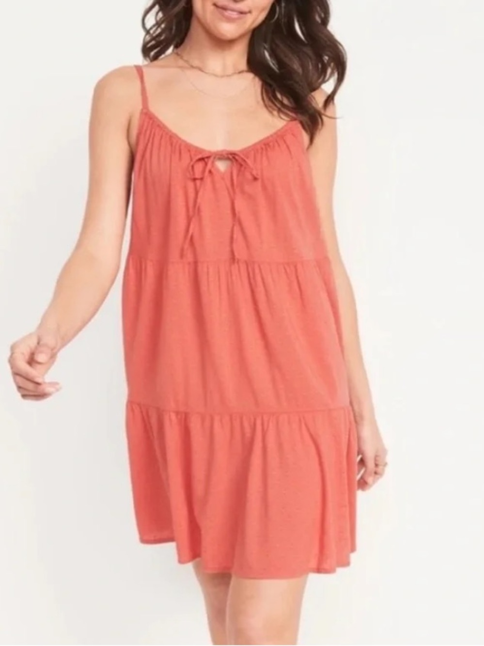 Old Navy Coral Orange Clip Dot Cami Dress Sz XXL